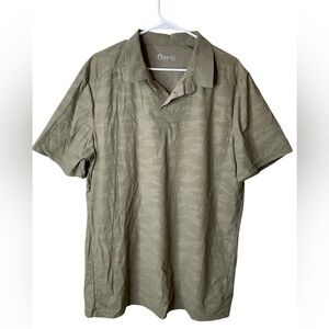 Zyia Active‎ Mens Ventilation Collar Polo Shirt XXL Green Camo Sporty Gym Golf